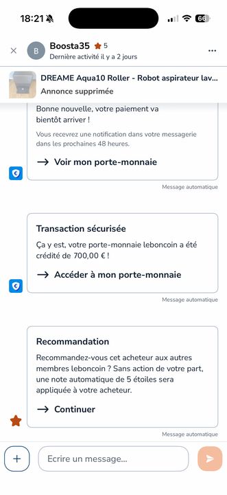 Porte-monnaie Leboncoin crédité de 700 euros