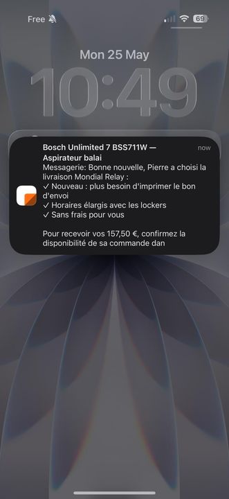 Vente Leboncoin 157,50 euros